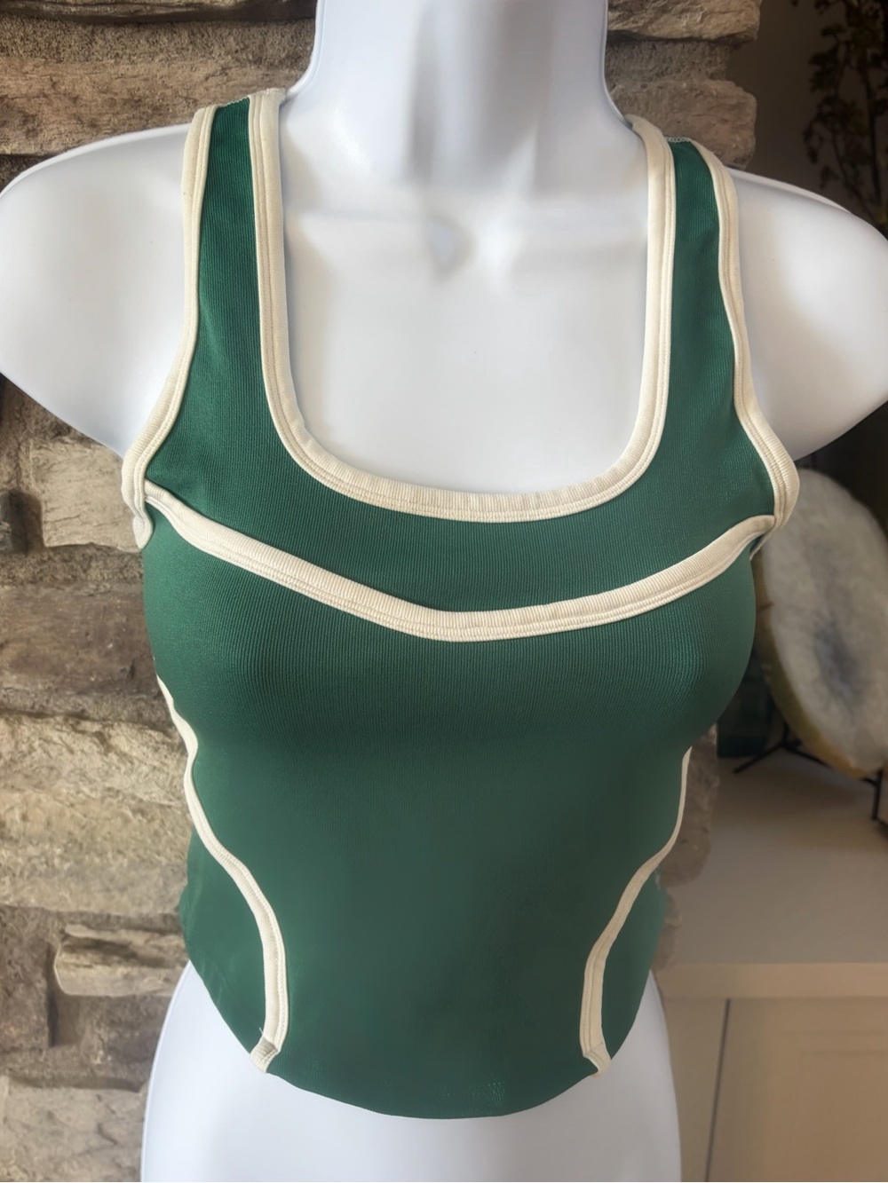 Free People Green Contrast-Trim Tank Top - Women Intimates & Sleepwear